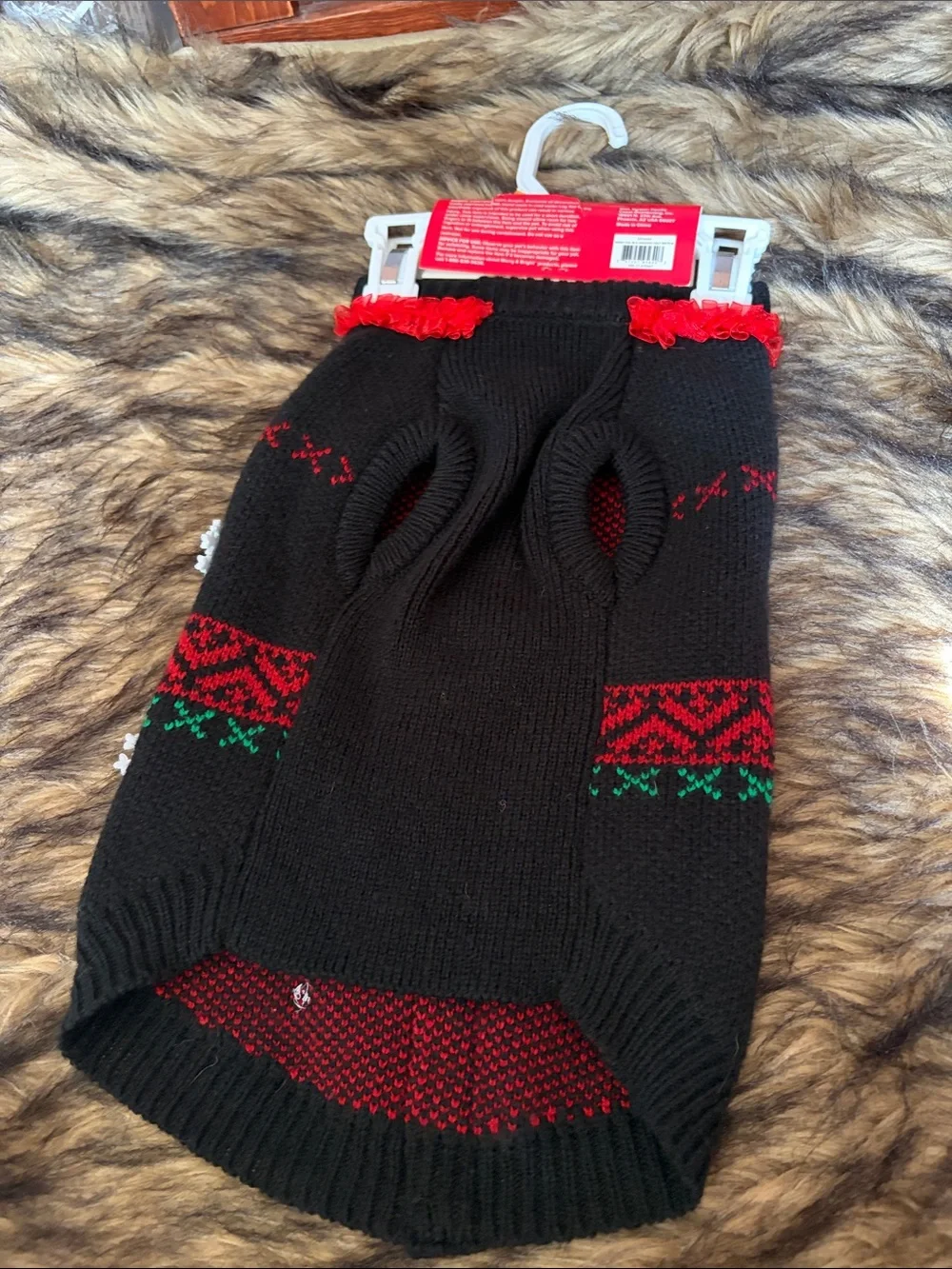 Merry & Bright Black Holiday Ugly Sweater Dog Costume With Sequins Size Medium